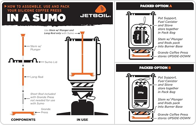 Jetboil Silicone French Press Coffee Maker Camping and Backpacking Stoves1000 milliliters Grande