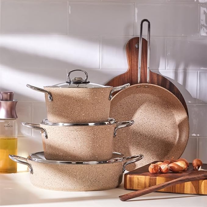 Cookware 7 Pcs/Set Cookware Set Saucepan Cooking Pot and Pan Set Non- Stck Stainless Steel Kitchen Tools (Color : C) (A)