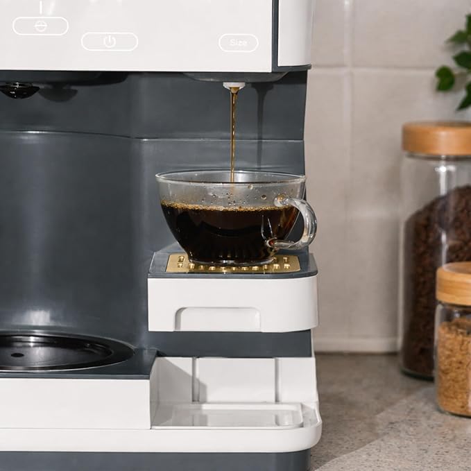 Multi Brew Coffee Maker with Single Serve and Carafe Brewing Options for Countertop Home Use (White Icing)