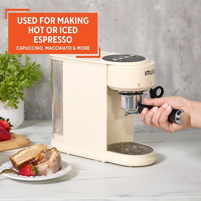 IMUSA 20 Bar Espresso Machine with Milk Frother Compact 1-2 Cup Espresso &amp Cappuccino Maker Thermoblock Fast Heating Coffee Machine Hot &amp Iced Latte Macchiato &amp Mocha Maker Matte Almo