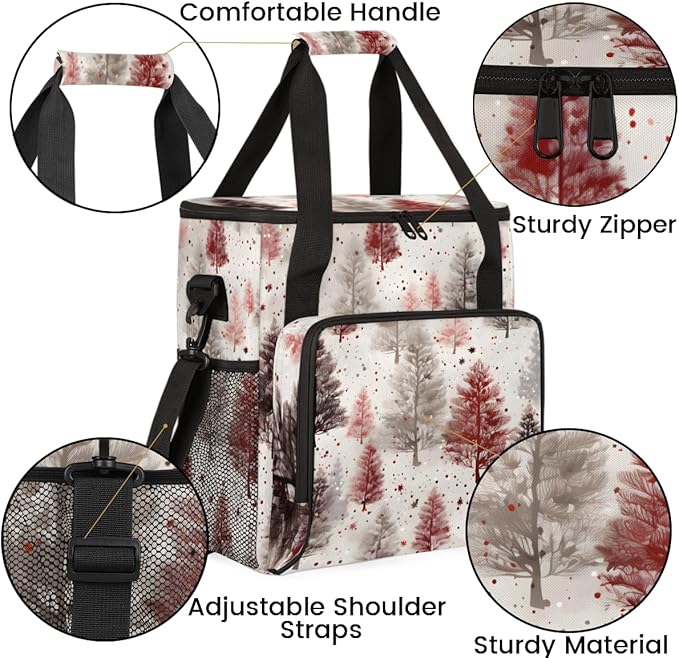 Cartoon Tree Coffee Maker Carrying Bag Christmas Tree Travel Storage Bag Compatible with K-Mini or K-Mini Plus Single Serve Coffee Brewer Carrying Case with Multiple Pockets &amp Shoulder Strap