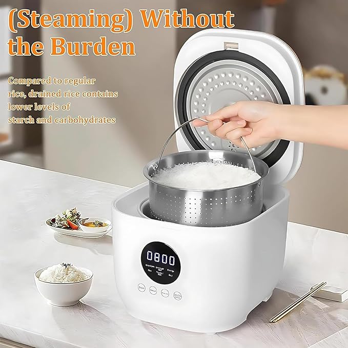 Portable Rice Cooker Non-Stick Ceramic Glaze Inner Pot Rice and Soup Separation Technology 24-Hour Smart Reservation Suitable for Dormitory and Camping