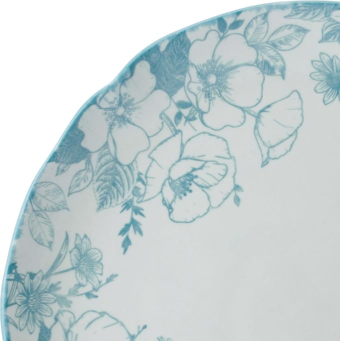 Pfaltzgraff Garden Blossom Floral 12 Piece Plate Bowl Dinnerware Set Blue