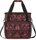 Retro Red Aztec Coffee Maker Carrying Bag Geometry Travel Storage Bag Compatible with K-Mini or K-Mini Plus Single Serve Coffee Brewer Carrying Case with Multiple Pockets &amp Shoulder Strap