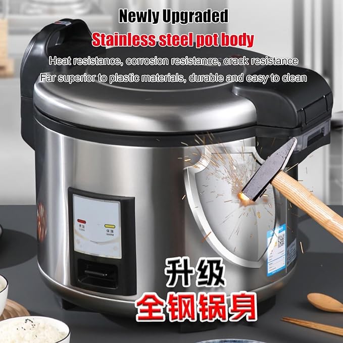 Commercial Rice CookerHousehold Large Stainless Steel Rice Cookerwith Ceramic Glaze Non Stick Inner PotMeasuring Cup &amp Scoop Rice Cooker(8L)
