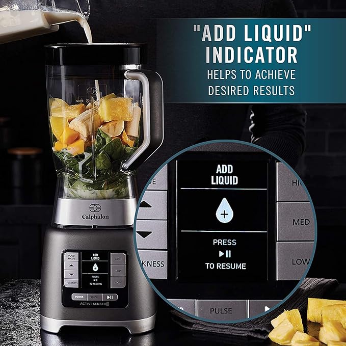 Calphalon Blender 24-Oz Portable Blend-n-Go Smoothie Cup ActiveSense 1200-Watt Motor Dark Stainless Steel