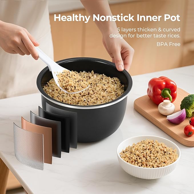 Narcissus 3.5-Cup Rice Cooker for 1-3 People Multifunctional for Rice Oatmeal Quinoa - Slow Cook Steam Cook Rice &amp Steam Dish Together Rice White