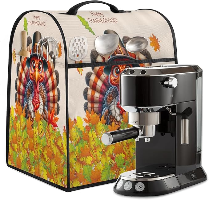 cfpolar Kitchen Aid Mixer Cover Compatible with 6-8 Quarts Thanksgiving Turkey Maple Leaves Stand Mixer Cover Kitchen Aid Mixers Accessories Appliance Organizer Bag Dust Covers with Zipper Pocket