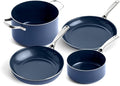 Blue Diamond Cookware Diamond Infused Ceramic Nonstick 4 Piece Cookware Pots and Pans Set PFAS Free Dishwasher Safe Oven Safe Blue