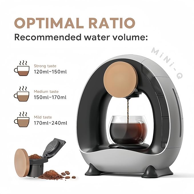 3 in 1 Single Serve Coffee Maker for K Cup Ground and Tea Leaves Grey Mini K Cup Coffee Brewer with One Button Operation1400W 20s Fast HeatingSmall Spaces for Bedroom/Dorms/Office/Kitchen