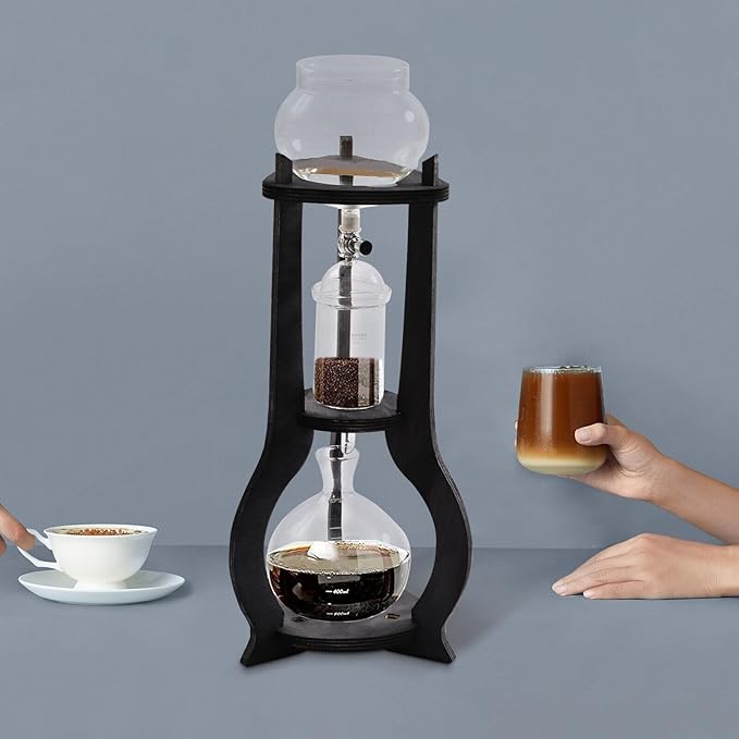 Xuthusman 600ml Durable Glass Iced Coffee Cold Brew Pot Coffee Filter Drip Tower Coffee Maker Coffee Filter Pot 6-8 Cup (Gray)