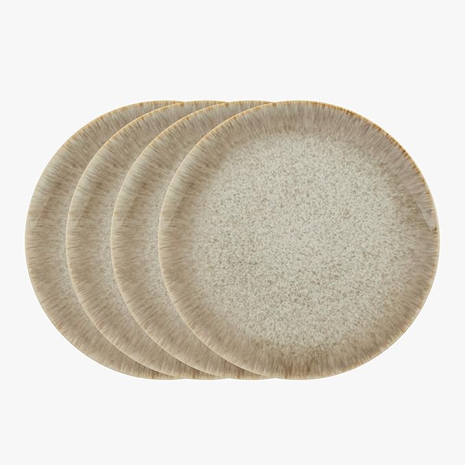Yellowstone 4-Piece Rainwater Dinner Plate Set – Durable Stoneware Plates with Reactive Glaze Finish 10.5-Inch Diameter Microwave Dishwasher &amp Oven Safe – Rustic Modern Everyday Dinnerware