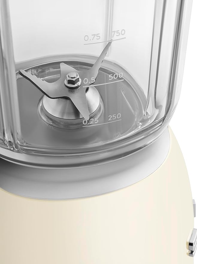 SMEG BLF03 Retro Style Blender – 600W Countertop Blender with 48 oz BPA-Free Jug 3 Speeds + Pulse Ice Crush &amp Smoothie Functions – 50s-Inspired Design-Cream