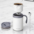 Pour Over Coffee Maker Set 16oz Stainless Steel Insulated Mug Foldable Filter for Camping Travel Office (White)