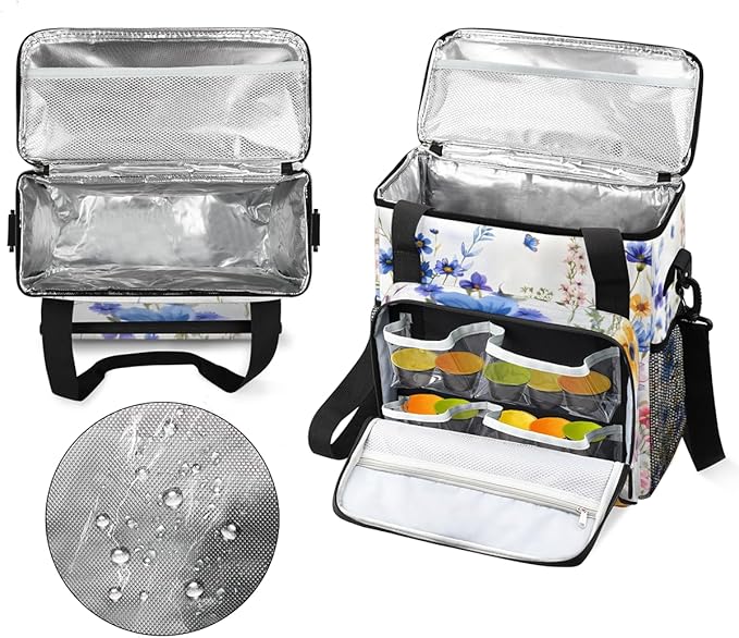 Luminous Flowers Coffee Maker Carrying Bag Portable Travel Storage Tote Bag Compatible with K-Mini or K-Mini Plus Single Serve Coffee Brewer Carrying Case with Multiple Pockets &amp Shoulder Strap