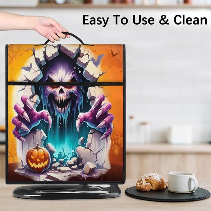 cfpolar Kitchen Aid Mixer Cover Compatible with 6-8 Quarts Halloween Grim Reaper Pumpkin Stand Mixer Cover Kitchen Aid Mixers Accessories Appliance Organizer Bag Dust Covers with Zipper Pocket