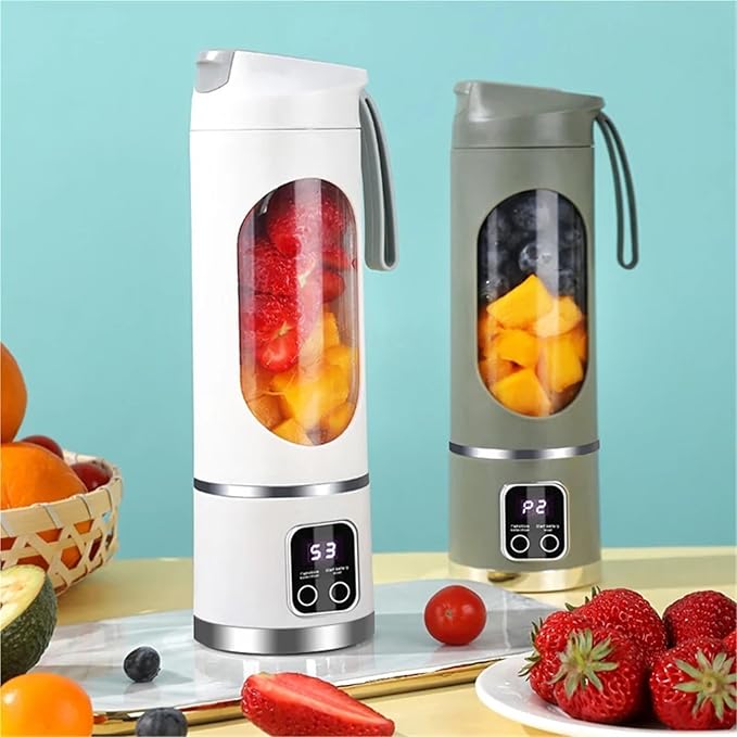 Portable Fruit Juice Blender Small Electric Juicer 12 Blade Head Juicer Cup Mixer Machine Smoothies Blender Compatible With Home 3000mAH(Tank side panelsA)