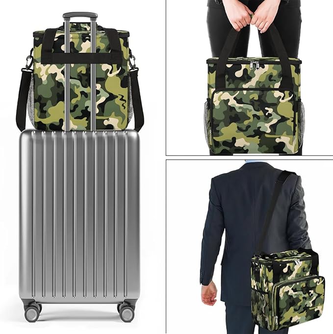 Abstract Camouflage Green Coffee Maker Travel Bag for K-Mini or K-Mini Plus Single Serve Coffee Brewer Portable Storage Tote Case for Tarvel