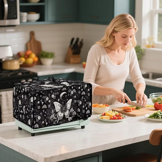 Butterfly Plants Dustproof Toaster Oven Cover Waterproof Air Fryer Compatible for Air Fryer/French Door 360 Air Fryer Toaster Oven Combo With Organizing Side Pockets