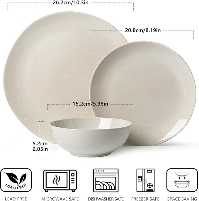 Ceramic Dinnerware Sets-12 Pieces Set Plates Pasta Bowls Soup Bowls Modern Stoneware Dishes Reaction Glaze Black (Sky white)