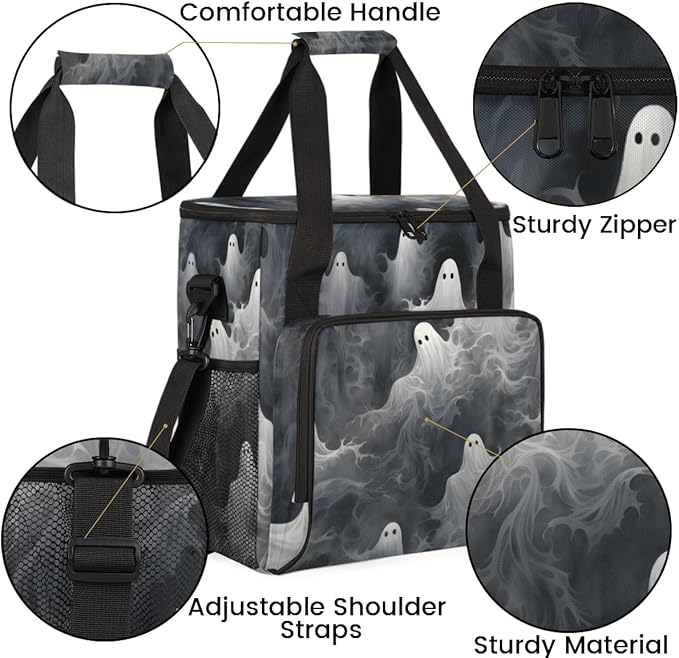 Halloween Ghosts Coffee Maker Carrying Bag Graffiti Ghosts Travel Storage Bag Compatible with K-Mini or K-Mini Plus Single Serve Coffee Brewer Carrying Case with Multiple Pockets &amp Shoulder Stra