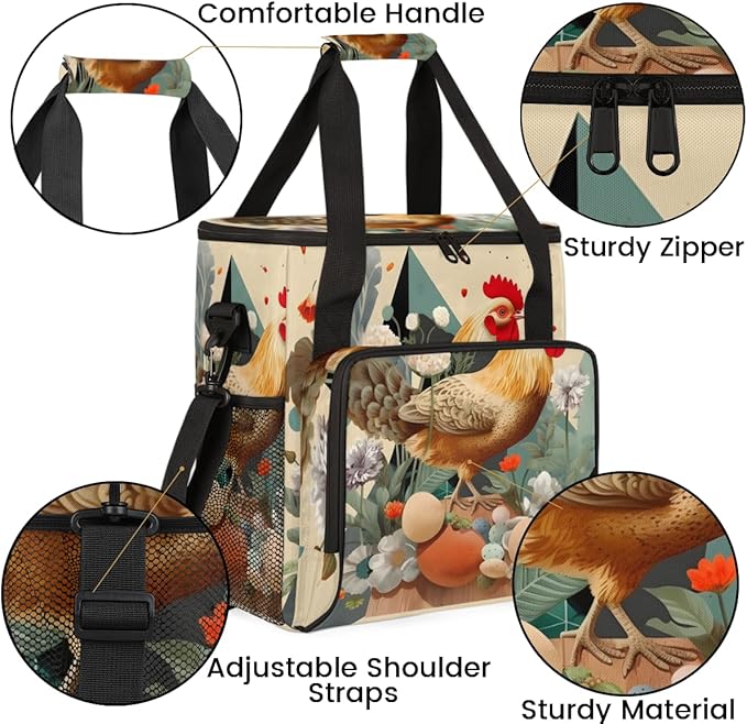 Easter Egg Coffee Maker Carrying Bag Rooster Portable Travel Storage Tote Bag Compatible with K-Mini or K-Mini Plus Single Serve Coffee Brewer Carrying Case with Multiple Pockets &amp Shoulder Stra