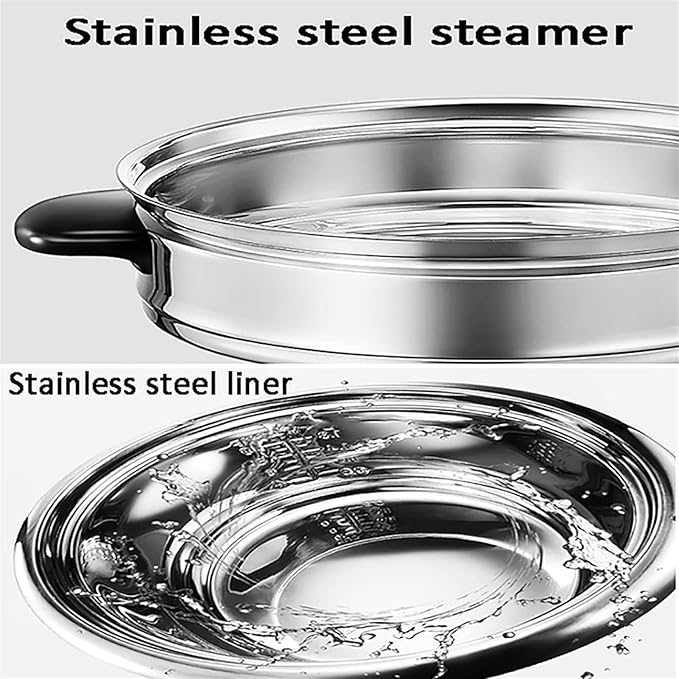 THEGA Rice Cooker - Stock Pot With Steamer Basket Rice Cooker And Steamer Warm Function (2/3/4/5L) 201 Stainless Steel Liner With Spatula And Measuring Cup for 1-7 People (Size : 5L)