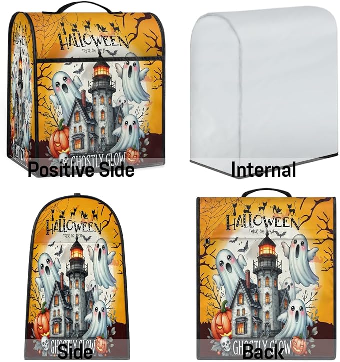 cfpolar Kitchen Aid Mixer Cover Compatible with 6-8 Quarts Halloween Ghost Castle Moon Stand Mixer Cover Kitchen Aid Mixers Accessories Appliance Organizer Bag Dust Covers with Zipper Pocket