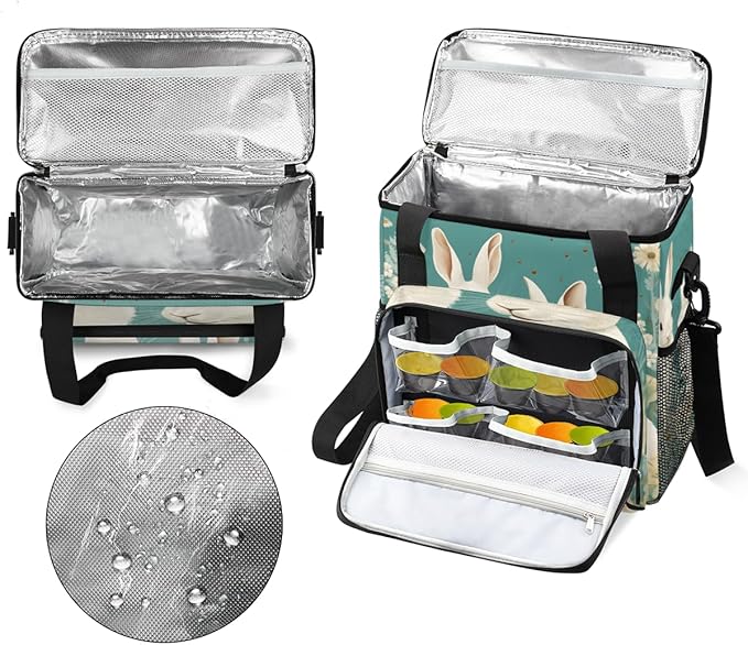 Easter Rabbit Coffee Maker Carrying Bag Chrysanthemum Travel Storage Bag Compatible with K-Mini or K-Mini Plus Single Serve Coffee Brewer Carrying Case with Multiple Pockets &amp Shoulder Strap
