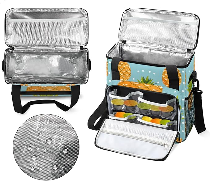 Dots Pineapples Coffee Maker Travel Bag for Keurig K-Mini/K-Mini Plus Insulated Waterproof Tote with Pockets Portable Single-Serve Brewer Case