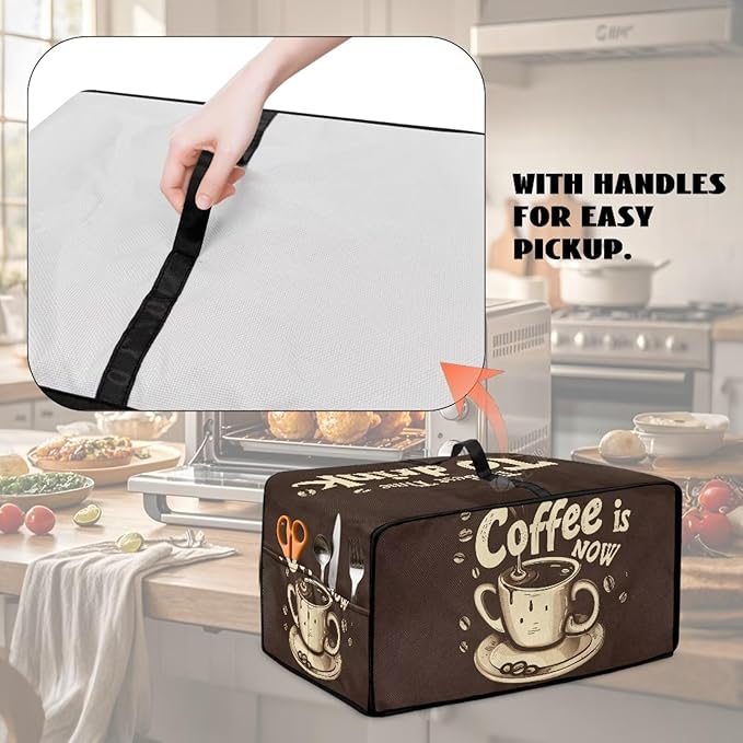 Doojoayie Dust Cover for Toaster Oven 6 Slice Small Appliance Covers Stain Resistant &amp Dustproof Kitchen Appliance Protector Coffee Print