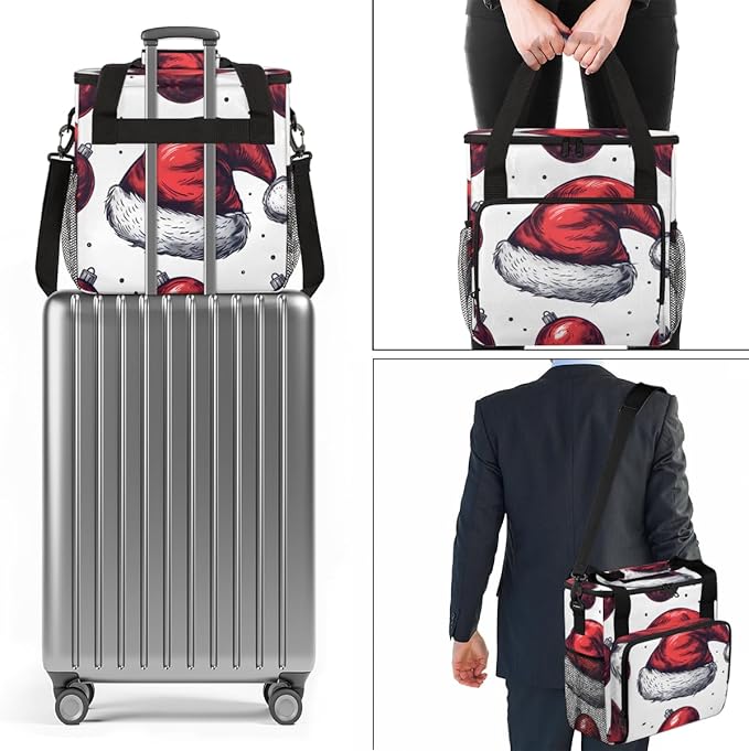 Christmas Hat Coffee Maker Carrying Bag Modern Hat Travel Storage Bag Compatible with K-Mini or K-Mini Plus Single Serve Coffee Brewer Carrying Case with Multiple Pockets &amp Shoulder Strap