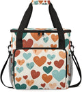 Brown Blue heart Coffee Maker Carrying Bag Portable Travel Storage Tote Bag Compatible with K-Mini or K-Mini Plus Single Serve Coffee Brewer Carrying Case with Multiple Pockets &amp Shoulder Strap