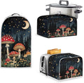 Mushrooms Moon 4 Slice Toaster Cover Small Appliance 3-Pcs SetBread Toaster Blender and Slow Cooker Cover Dust and Fingerprint Protection Machine Washable Kitchen Decor (Black)