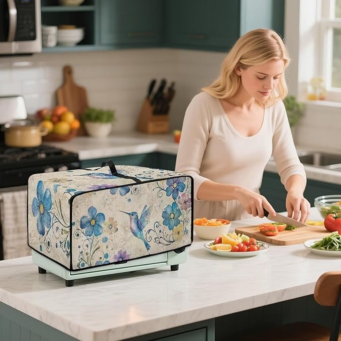 Toaster Oven Cover with Pockets Can Hold Jam Spreader Knife &amp Toast Machine Tongs Dust Fingerprint Protection Covers Keep Toaster Oven Pristine Hummingbird Pattern