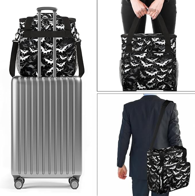 Halloween Bat Coffee Maker Carrying Bag Glowing Bat Travel Storage Bag Compatible with K-Mini or K-Mini Plus Single Serve Coffee Brewer Carrying Case with Multiple Pockets &amp Shoulder Strap