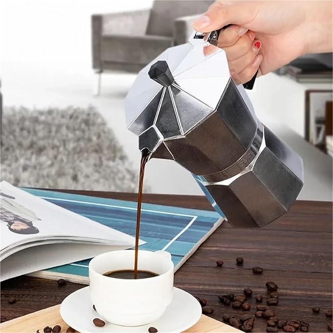 Moka Coffee Pot Espresso Latte Percolator Stove Coffee Maker Espresso Pot Italian Coffee Machine 50/300/450ml Aluminum(450ml)