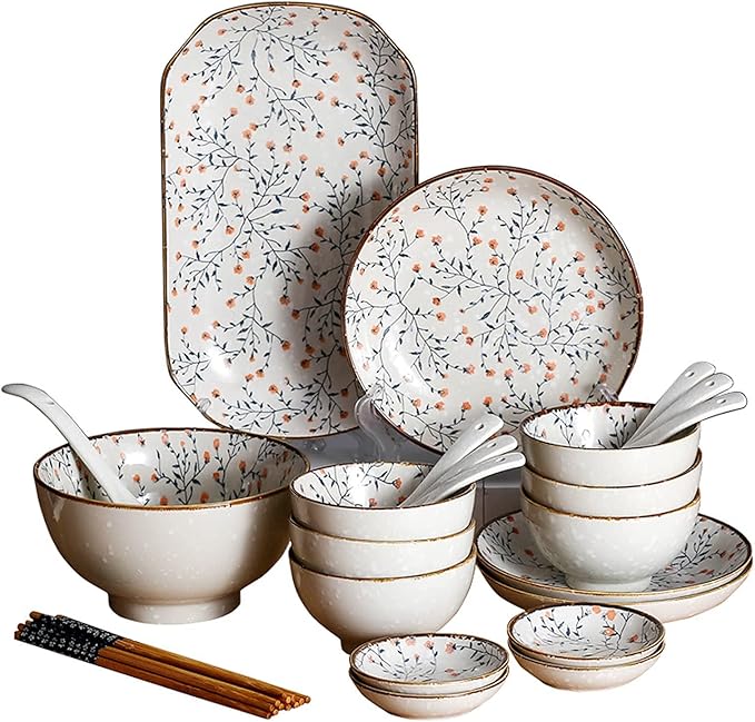 18-Pieces Retro Ceramic Dinnerware Set