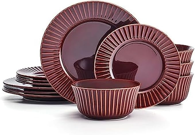 Pfaltzgraff Dannie Red 12 Piece Dinnerware Set Service for 4 Red