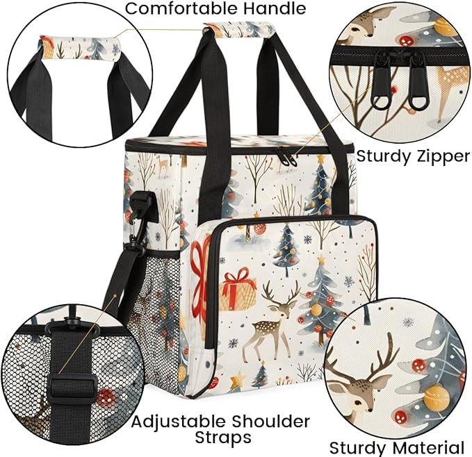 Christmas Festivals Coffee Maker Carrying Bag Oil Painting Tree Travel Storage Bag Compatible with K-Mini or K-Mini Plus Single Serve Coffee Brewer Carrying Case with Pockets &amp Shoulder Strap