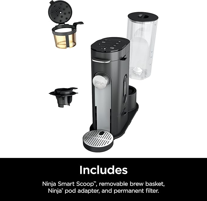 Ninja PB040C Single Server Coffee Maker Compatible with 62oz K-Cup Pods Iced Coffee Reservoir Black (Renewed)