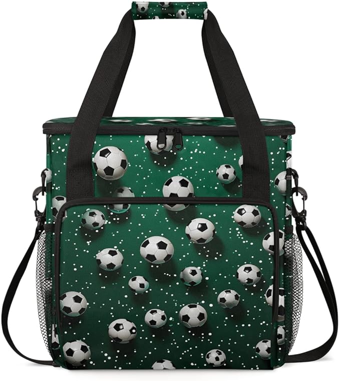 Colorful Soccer Coffee Maker Carrying Bag Glitter Soccer Travel Storage Bag Compatible with K-Mini or K-Mini Plus Single Serve Coffee Brewer Carrying Case with Multiple Pockets &amp Shoulder Strap
