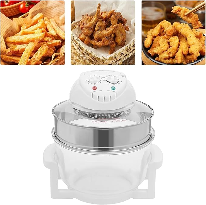 18 Quart Air Fryer Halogen Convection Oven with See-Through Glass 1400W Adjustable Temperature and Timer Knobs Safety Auto Shut-off for Healthy Meals French Fries Cooking