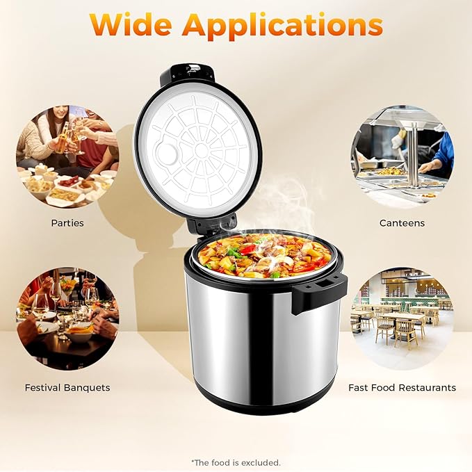 Commercial Rice Warmer 19L/20Qt 110W Electric Rice Warmer Non-Stick Food Warmer Pot with Rice Scoop Adjustable Temperature Soup Warmers Sushi Rice Warmer for Restaurant Party Family 110V