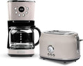Haden 12 Cup Programmable Drip Coffee Maker Coffee Machine Bundled with Dorset 2 Slice Wide Slot Stainless Steel Toaster Putty &amp Chrome