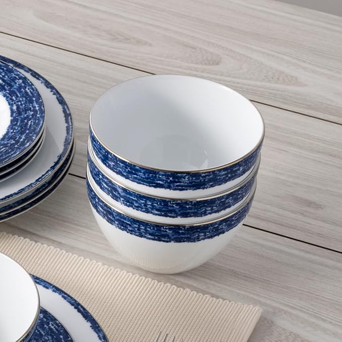 Noritake Blue Rill 12-Piece Dinnerware Set Service for 4