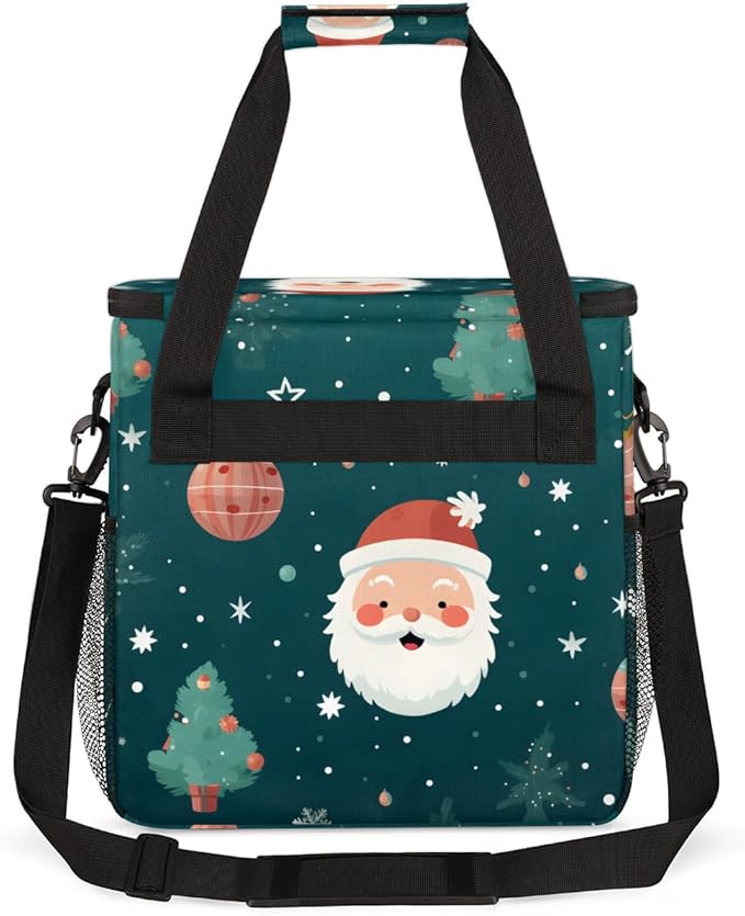Xmas Santa Claus Coffee Maker Carrying Bag Watercolor Santa Claus Travel Storage Bag Compatible with K-Mini or K-Mini Plus Single Serve Coffee Brewer Carrying Case with Pockets &amp Shoulder Strap