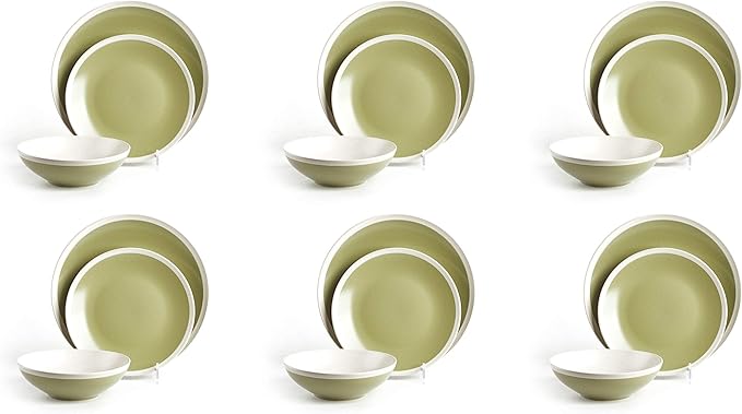 Rock Ridge Speckled Stoneware Dinnerware Set (18pc Set Beryl and Ivory)