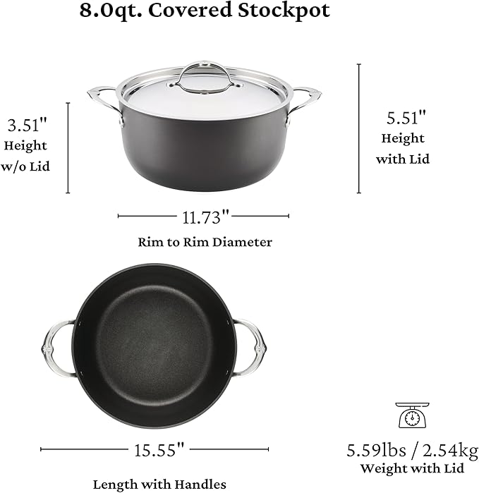 Hestan TITUM Fusion 10-Piece Nonstick Cookware Set Double Impact Stainless Steel Base &amp Aluminum Body Induction Compatible Made without PFOAs