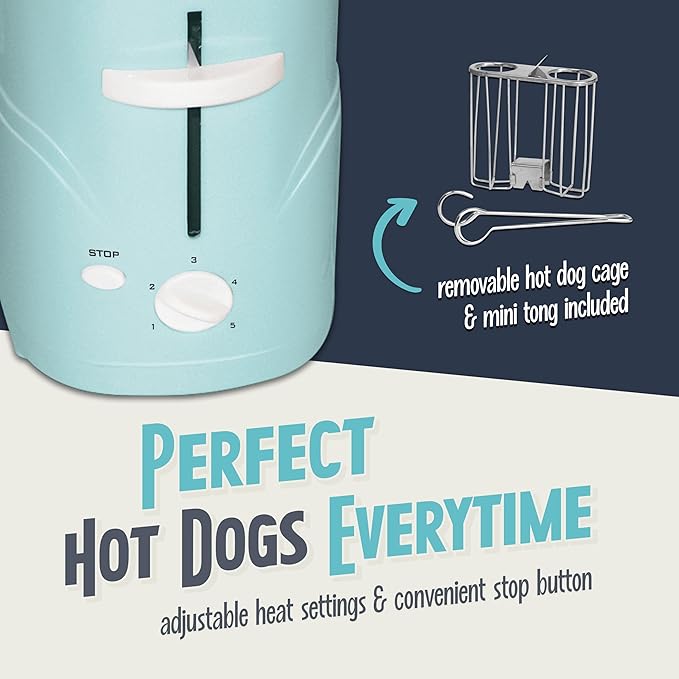Nostalgia Pop-Up 2 Hot Dog and Bun Toaster With Mini Tongs Works with Chicken Turkey Veggie Links Sausages and Brats